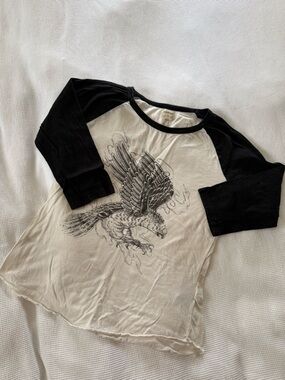Denim & Supply Ralph Lauren Black and White Raglan Eagle Graphic Tee